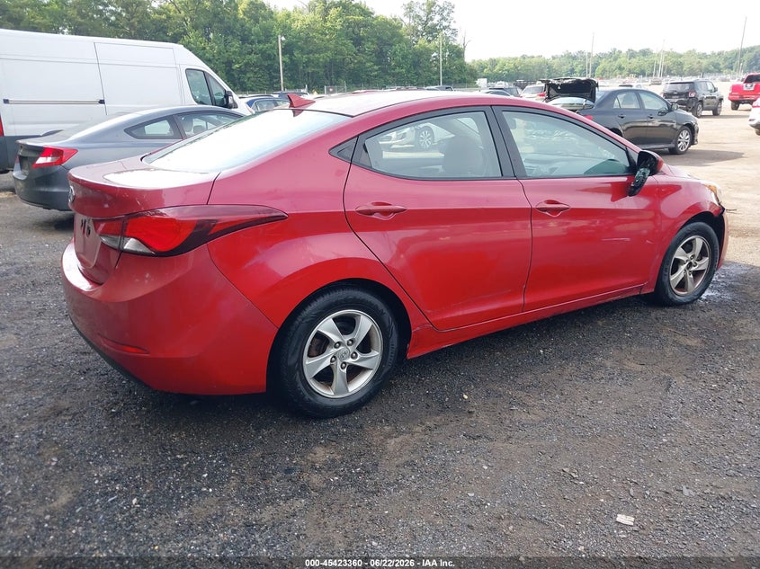 2014 Hyundai Elantra VIN KMHDH4AE5EU210083 IAAI salvage auction — THEFT, Clear (Virginia), sold $875 on 2026-07-15 (photo 4)