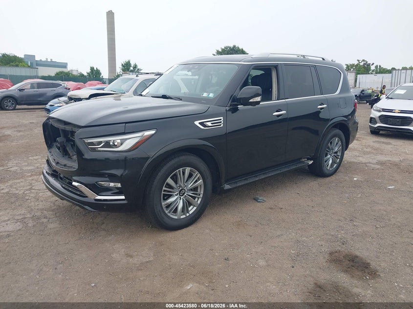 2021 Infiniti Qx80 VIN JN8AZ2AE9M9269443 IAAI salvage auction — FRONT END, Wait Title, sold $8,500 on 2026-08-26 (photo 2)