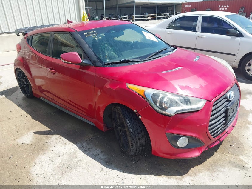 2014 Hyundai Veloster VIN KMHTC6AE9EU206916 IAAI salvage auction — HAIL, Original (Texas), sold $725 on 2026-07-13 (photo 1)