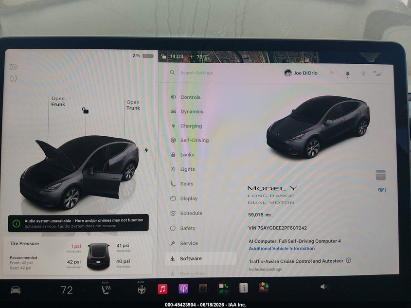 2023 Tesla Model y VIN 7SAYGDEE2PF807242 IAAI salvage auction — FRONT END, Bill Of Sale (Washington), sold $10,200 on 2026-07-11 (photo 7)