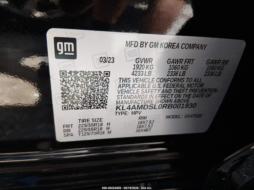 2024 Buick Encore gx VIN KL4AMDSL0RB001930 IAAI salvage auction — RIGHT SIDE, Wait Title, sold $7,900 on 2026-09-29 (photo 9)