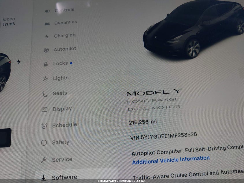 2021 Tesla Model y VIN 5YJYGDEE1MF258528 IAAI salvage auction — LEFT SIDE, Clear (Texas), sold $6,550 on 2026-07-21 (photo 7)