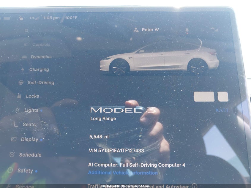 2026 Tesla Model 3 VIN 5YJ3E1EA1TF127433 IAAI salvage auction — LEFT FRONT, Salvage Title, sold $11,600 on 2026-07-28 (photo 7)
