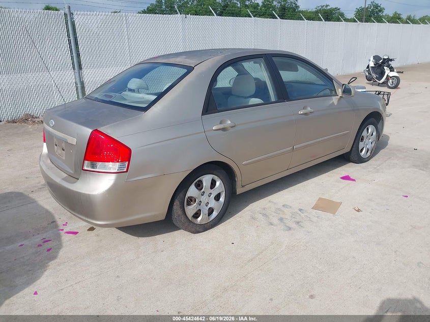 2007 Kia Spectra VIN KNAFE121275450007 IAAI salvage auction — HAIL, Original (Texas), sold $325 on 2026-07-17 (photo 4)