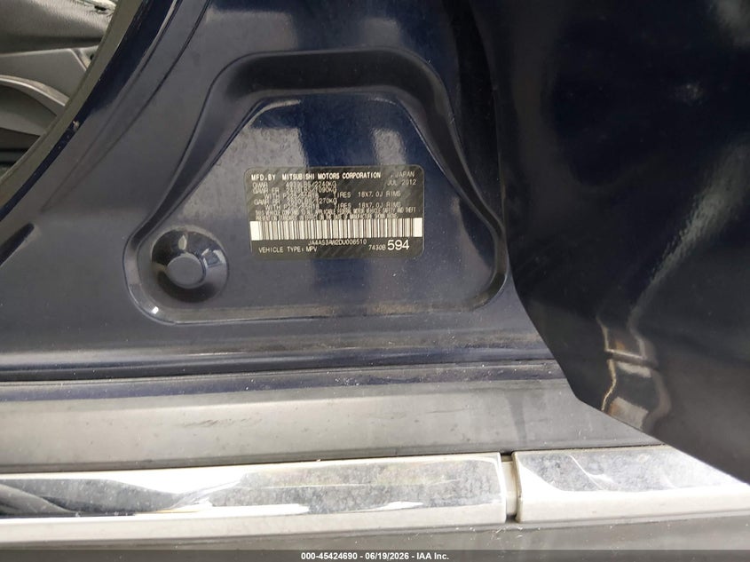 2013 Mitsubishi Outlander VIN JA4AS3AW2DU006510 IAAI salvage auction — FRONT END, Rebuildable (Florida), sold $400 on 2026-07-22 (photo 9)