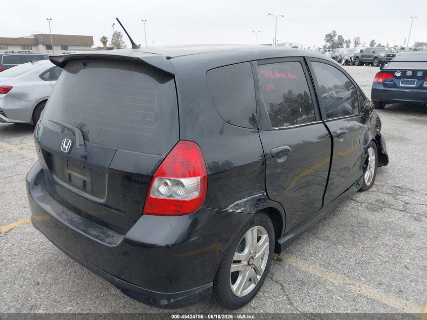 2008 Honda Fit VIN JHMGD38668S025397 IAAI salvage auction — RIGHT SIDE, Salvage (California), sold $650 on 2026-07-07 (photo 4)