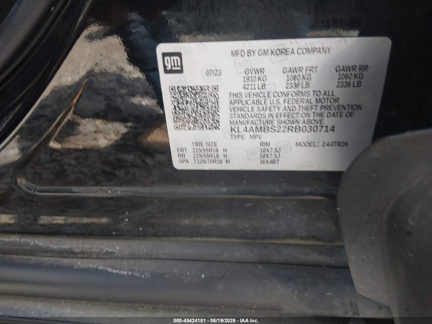2024 Buick Encore gx VIN KL4AMBS22RB030714 IAAI salvage auction — SIDE, Salvage Title, sold $2,450 on 2026-07-30 (photo 9)