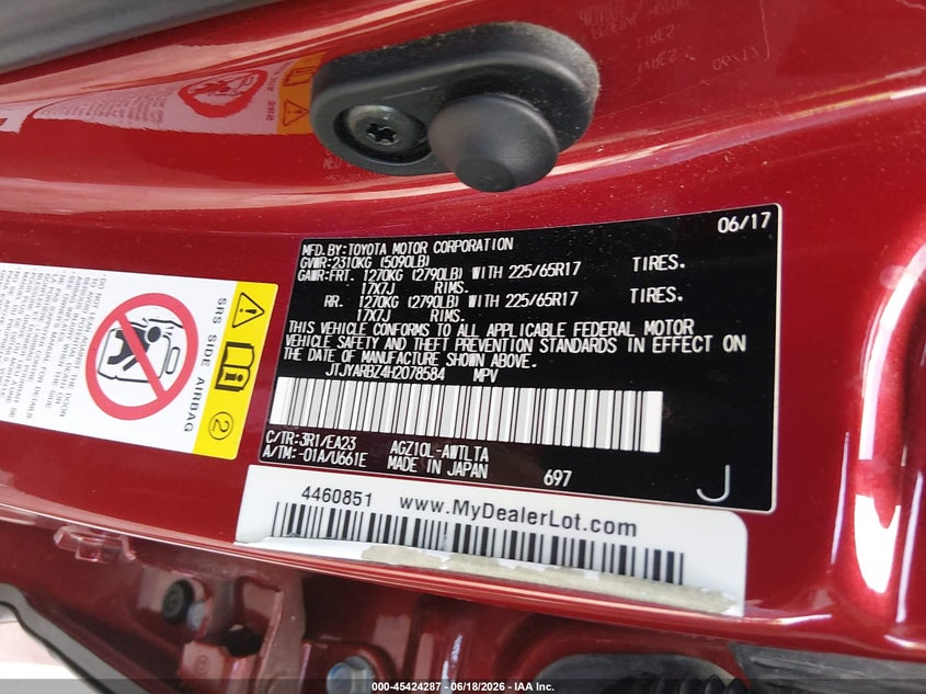 2017 Lexus Nx VIN JTJYARBZ4H2078584 IAAI salvage auction — FRONT END, Salvage Title, sold $7,600 on 2026-08-02 (photo 9)