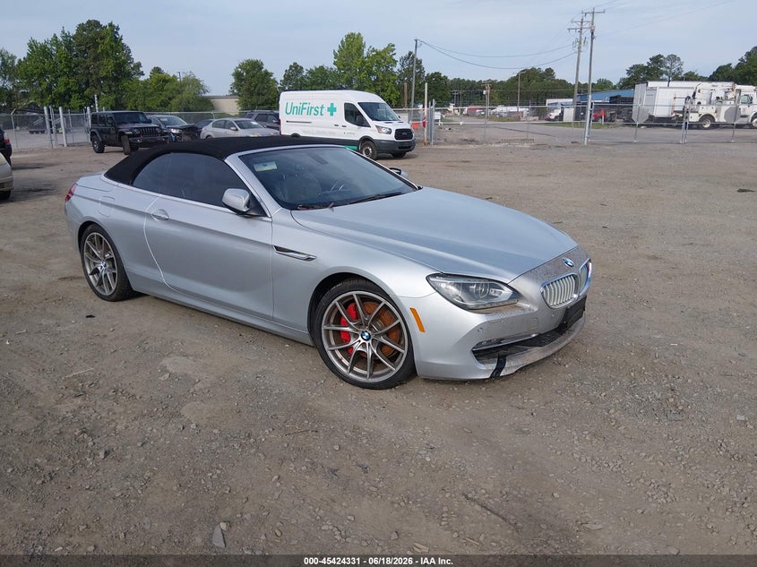 2012 BMW 6 series VIN WBALZ3C5XCDL73181 IAAI salvage auction — ENGINE DAMAGE, Clear (Virginia), sold $1,900 on 2026-07-17 (photo 1)