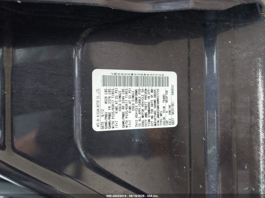 2013 Nissan Rogue VIN JN8AS5MV3DW607728 IAAI salvage auction — NORMAL WEAR, Original (New Hampshire), sold $300 on 2026-07-15 (photo 9)