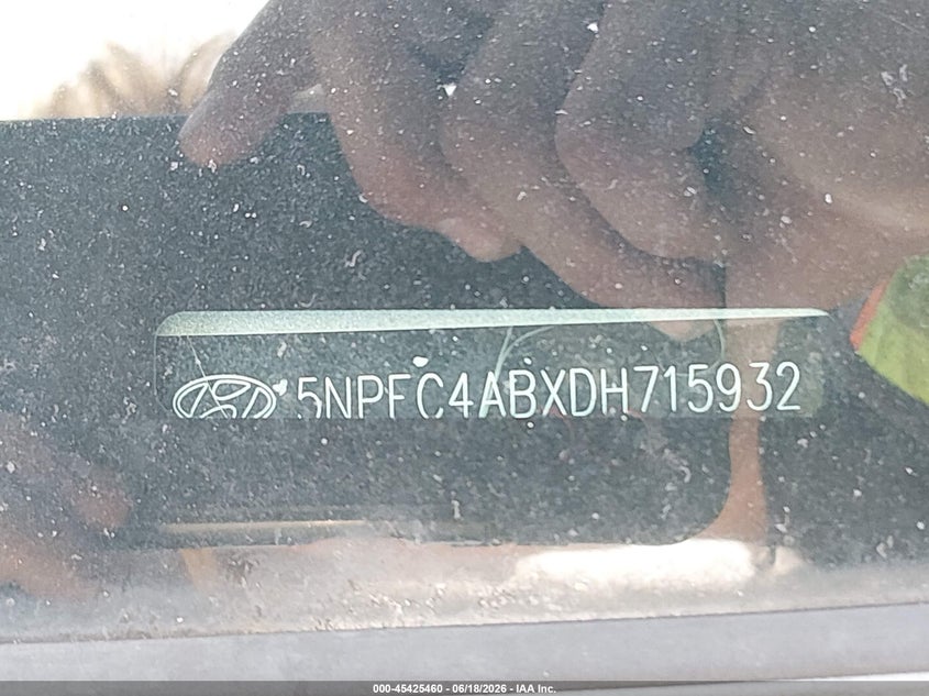 2013 Hyundai Sonata VIN 5NPEC4ABXDH715932 IAAI salvage auction — NORMAL WEAR, Original (Ohio), sold $250 on 2026-07-28 (photo 9)