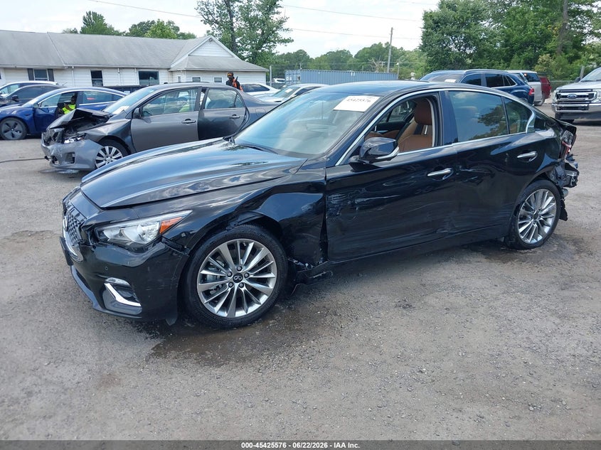 2023 Infiniti Q50 VIN JN1EV7BR4PM541425 IAAI salvage auction — FRONT & REAR, Salvage Title, sold $6,550 on 2026-08-29 (photo 2)