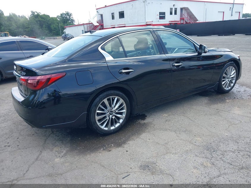 2023 Infiniti Q50 VIN JN1EV7BR4PM541425 IAAI salvage auction — FRONT & REAR, Salvage Title, sold $6,550 on 2026-08-29 (photo 4)