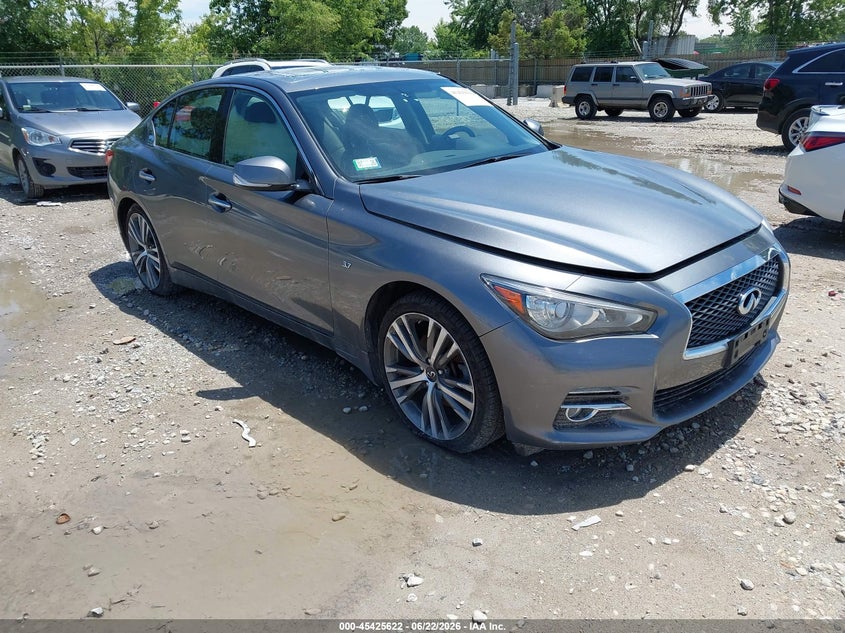 2015 Infiniti Q50 VIN JN1BV7AR0FM422676 IAAI salvage auction — LEFT REAR, Salvage Title, sold $2,400 on 2026-08-28 (photo 1)