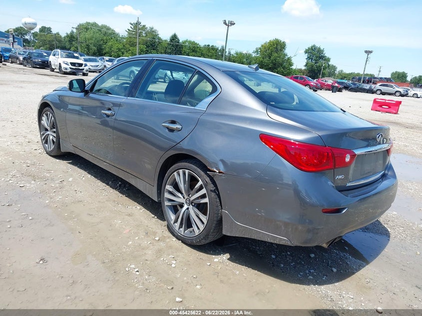 2015 Infiniti Q50 VIN JN1BV7AR0FM422676 IAAI salvage auction — LEFT REAR, Salvage Title, sold $2,400 on 2026-08-28 (photo 3)