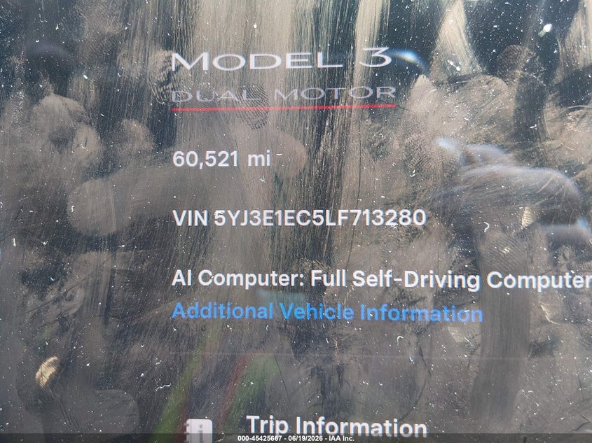 2020 Tesla Model 3 VIN 5YJ3E1EC5LF713280 IAAI salvage auction — RIGHT REAR, Salvage (Kansas), sold $9,200 on 2026-07-23 (photo 7)