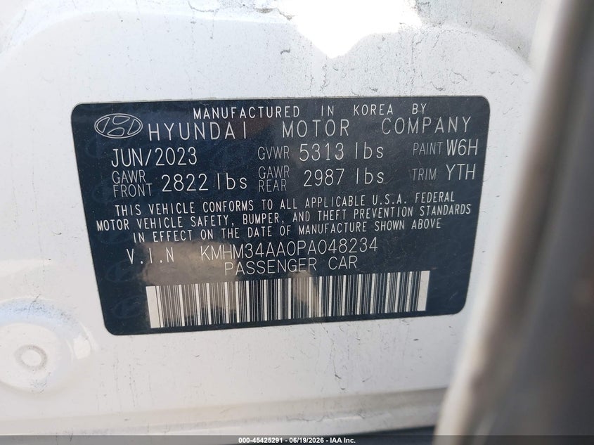 2023 Hyundai Ioniq 6 VIN KMHM34AA0PA048234 IAAI salvage auction — SIDE, Salvage Title, sold $9,200 on 2026-08-15 (photo 9)