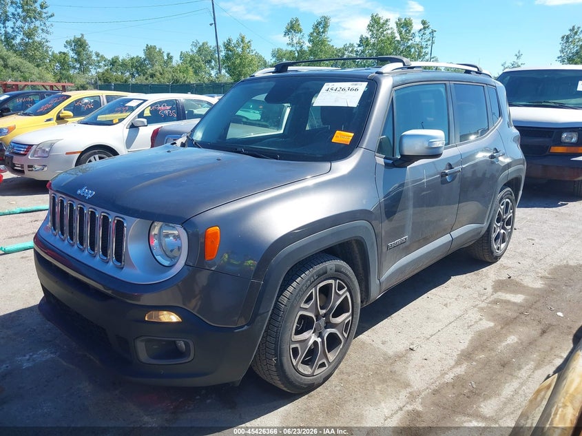2016 Jeep Renegade VIN ZACCJADT0GPC77434 IAAI salvage auction — HAIL, Salvage Title, sold $1,400 on 2026-08-04 (photo 2)