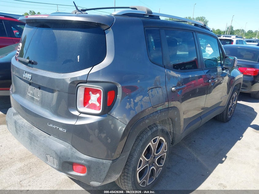 2016 Jeep Renegade VIN ZACCJADT0GPC77434 IAAI salvage auction — HAIL, Salvage Title, sold $1,400 on 2026-08-04 (photo 4)