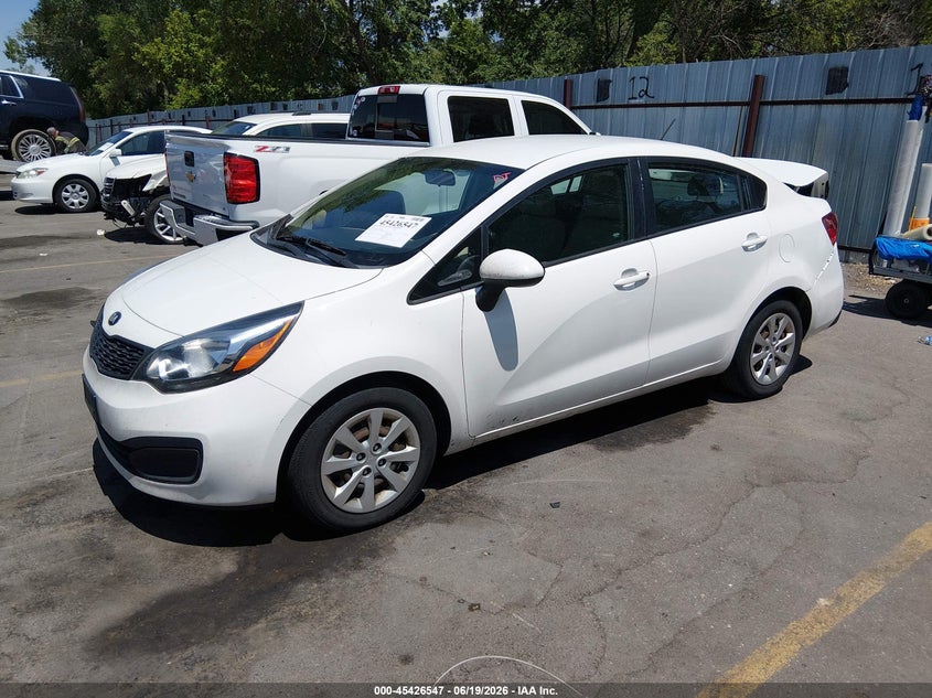 2013 Kia Rio VIN KNADM4A31D6188680 IAAI salvage auction — REAR END, Salvage Title, sold $625 on 2026-07-16 (photo 2)