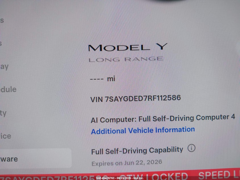 2024 Tesla Model y VIN 7SAYGDED7RF112586 IAAI salvage auction — LEFT FRONT, Salvage (Virginia), sold $8,625 on 2026-07-06 (photo 7)
