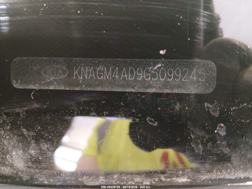 2016 Kia Optima VIN KNAGM4AD9G5099245 IAAI salvage auction — FRONT & REAR, Salvage (Utah), sold $100 on 2026-07-20 (photo 9)