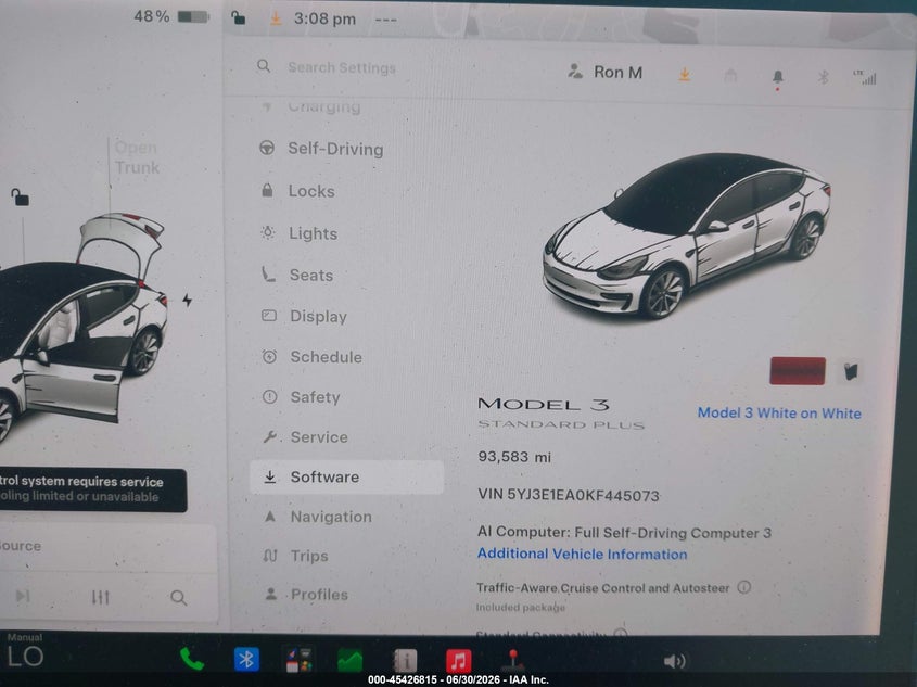 2019 Tesla Model 3 VIN 5YJ3E1EA0KF445073 IAAI salvage auction — FRONT END, Salvage Title, sold $1,550 on 2026-07-16 (photo 7)