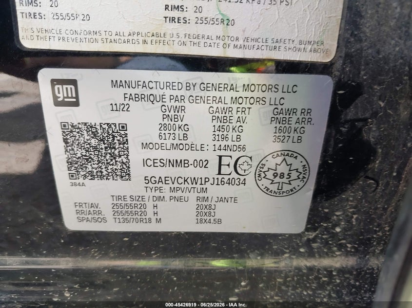 2023 Buick Enclave VIN 5GAEVCKW1PJ164034 IAAI salvage auction — REAR END, Salvage (Montana), sold $8,700 on 2026-08-02 (photo 9)