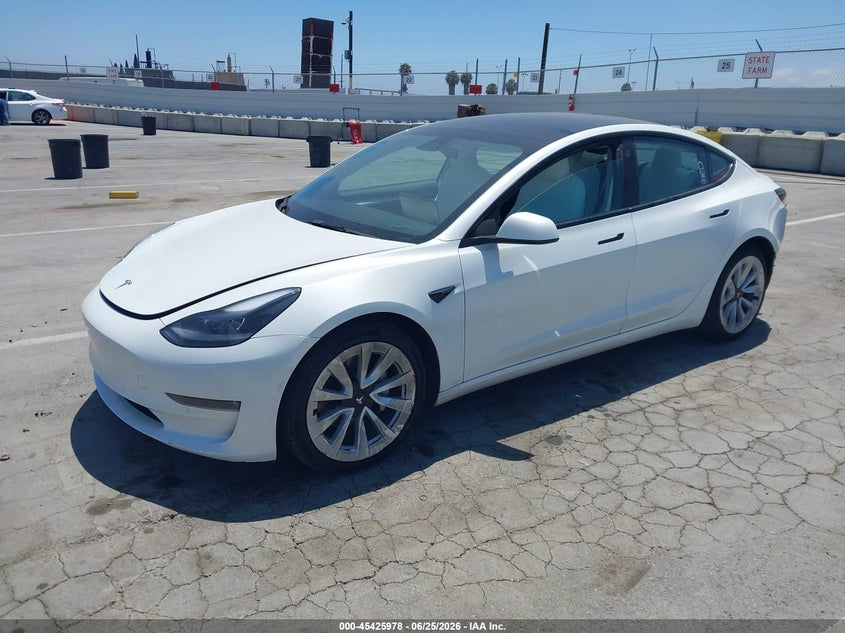2022 Tesla Model 3 VIN 5YJ3E1EB7NF136231 IAAI salvage auction — REAR END, Salvage (California), sold $9,400 on 2026-07-15 (photo 2)