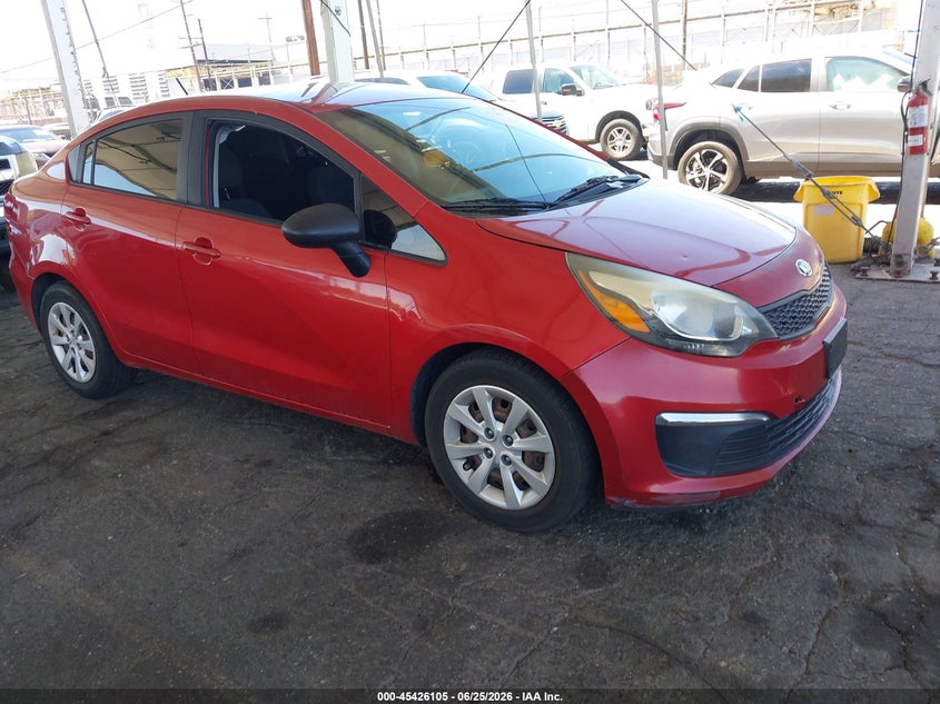 2017 Kia Rio VIN KNADM4A38H6117529 IAAI salvage auction — LEFT SIDE, Salvage Title, sold $975 on 2026-07-17 (photo 1)