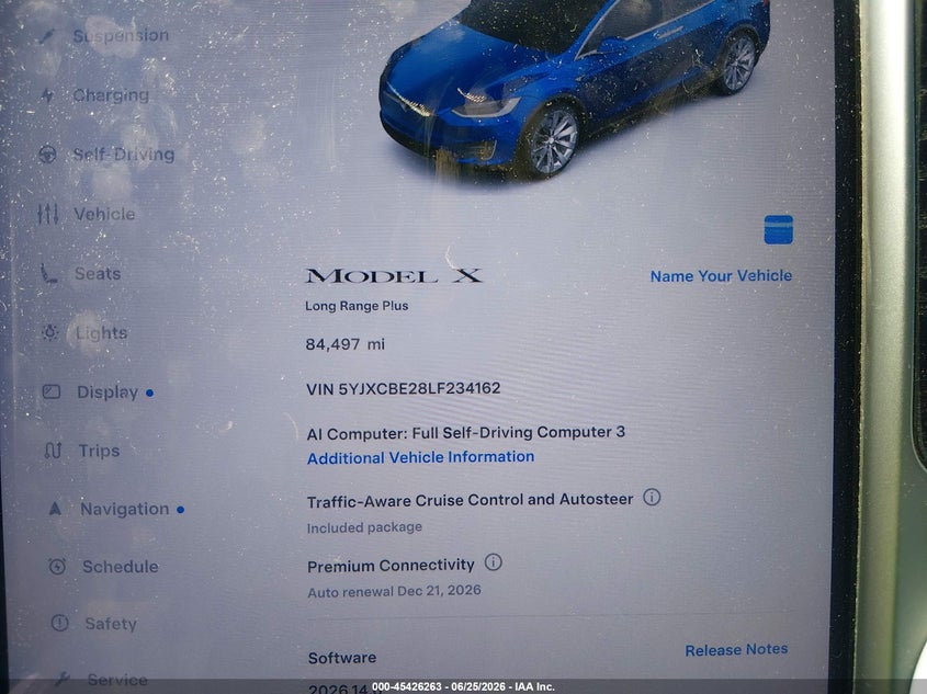 2020 Tesla Model x VIN 5YJXCBE28LF234162 IAAI salvage auction — REAR END, Salvage - 75% Or Less (Maryland), sold $15,300 on 2026-07-09 (photo 7)