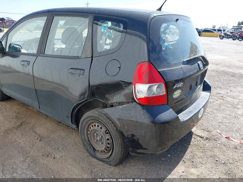 2008 Honda Fit VIN JHMGD37458S043924 IAAI salvage auction — LEFT REAR, Salvage (California), sold $700 on 2026-07-09 (photo 6)