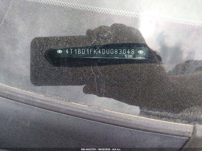 2013 Toyota Camry VIN 4T1BD1FK4DU083048 IAAI salvage auction — REAR END, Wait Title, sold $625 on 2026-08-25 (photo 9)