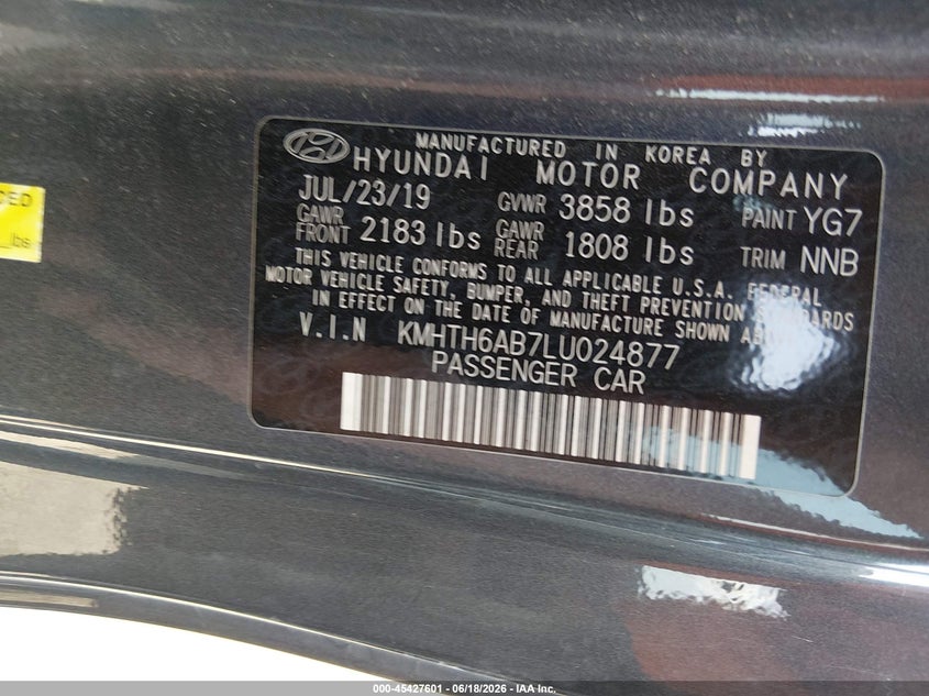 2020 Hyundai Veloster VIN KMHTH6AB7LU024877 IAAI salvage auction — FRONT END, Salvage (Texas), sold $2,050 on 2026-07-28 (photo 9)