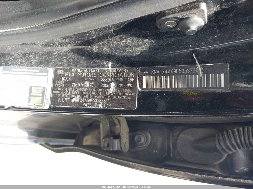 2015 Kia Forte VIN KNAFX4A69F5353734 IAAI salvage auction — NORMAL WEAR, Repossession Paperwork (Georgia), sold $1,900 on 2026-07-15 (photo 9)