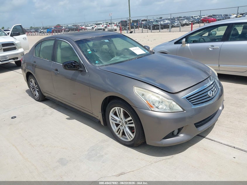 2011 Infiniti G37 VIN JN1CV6AR1BM405684 IAAI salvage auction — WATER/FLOOD, Salvage (Texas), sold $525 on 2026-07-17 (photo 1)