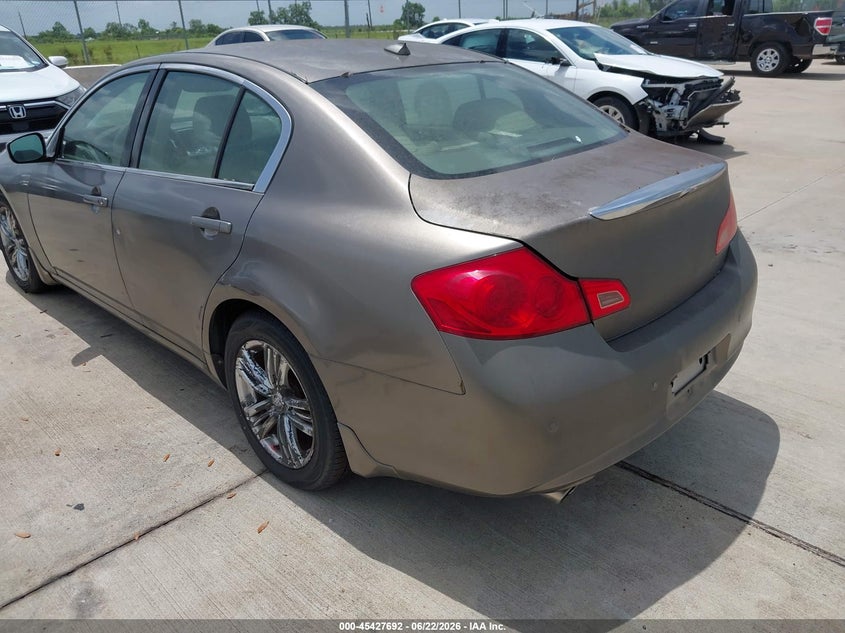2011 Infiniti G37 VIN JN1CV6AR1BM405684 IAAI salvage auction — WATER/FLOOD, Salvage (Texas), sold $525 on 2026-07-17 (photo 3)