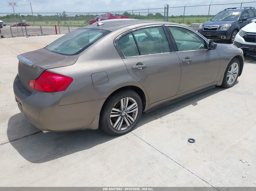 2011 Infiniti G37 VIN JN1CV6AR1BM405684 IAAI salvage auction — WATER/FLOOD, Salvage (Texas), sold $525 on 2026-07-17 (photo 4)