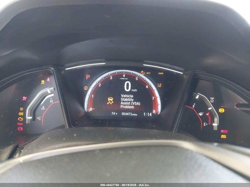 2019 Honda Civic VIN SHHFK7H44KU415958 IAAI salvage auction — FRONT END, Salvage Title, sold $3,800 on 2026-07-12 (photo 7)