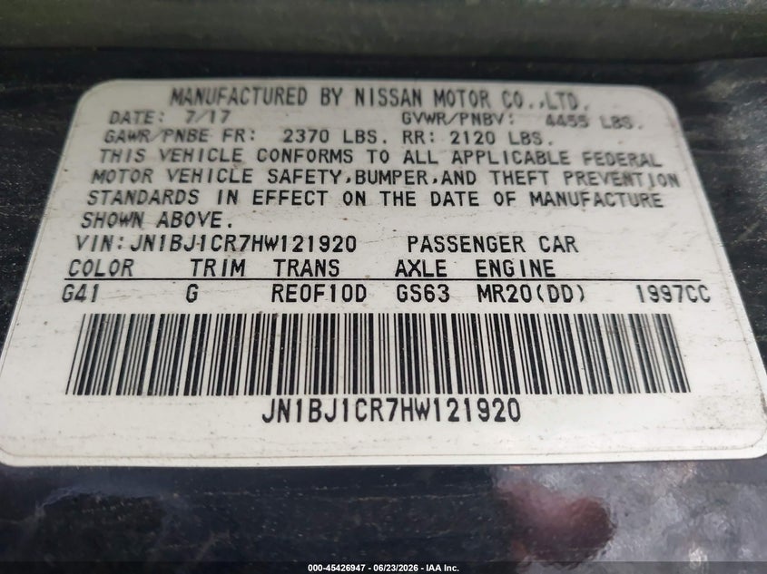 2017 Nissan Rogue VIN JN1BJ1CR7HW121920 IAAI salvage auction — NORMAL WEAR, Clear (New York), sold $25 on 2026-07-28 (photo 9)