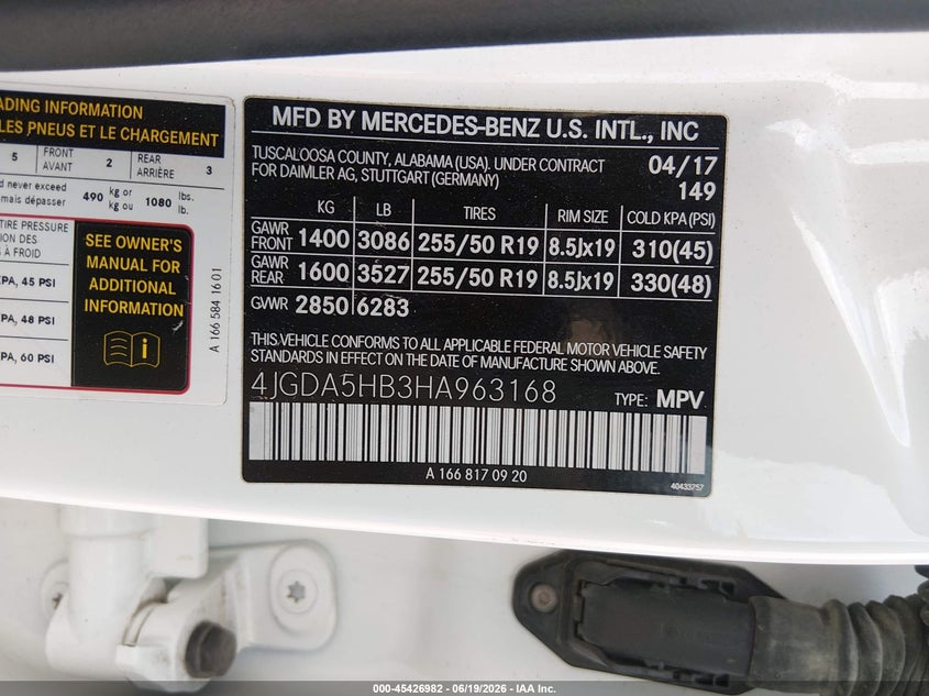 2017 Mercedes-benz Gle VIN 4JGDA5HB3HA963168 IAAI salvage auction — REAR END, Salvage (Kansas), sold $7,950 on 2026-07-31 (photo 9)
