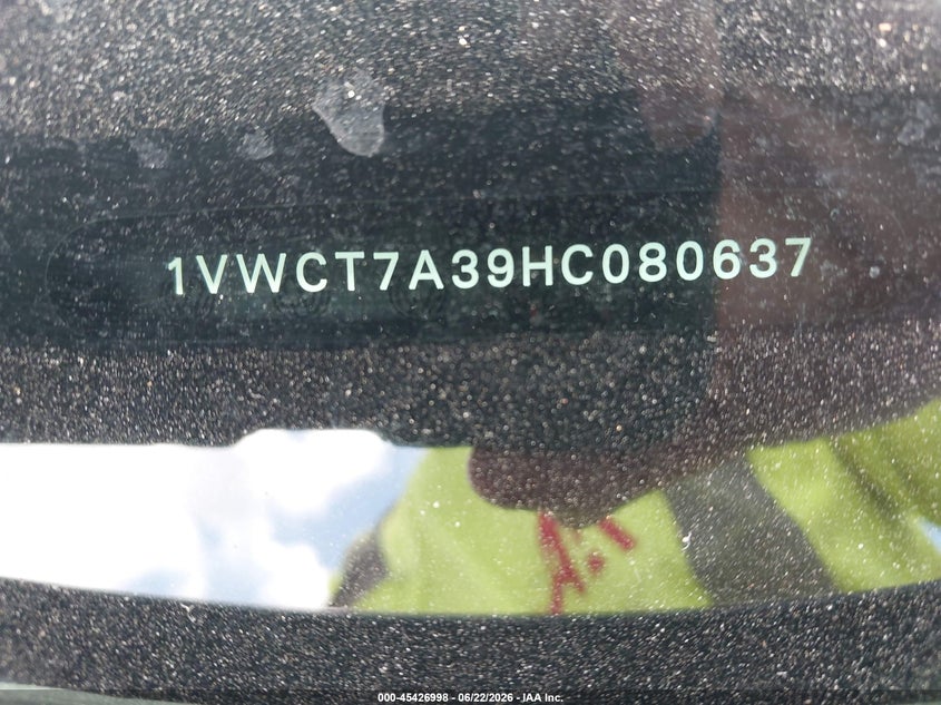 2017 Volkswagen Passat VIN 1VWCT7A39HC080637 IAAI salvage auction — LEFT SIDE, Salvage (North Carolina), sold $2,600 on 2026-07-30 (photo 9)