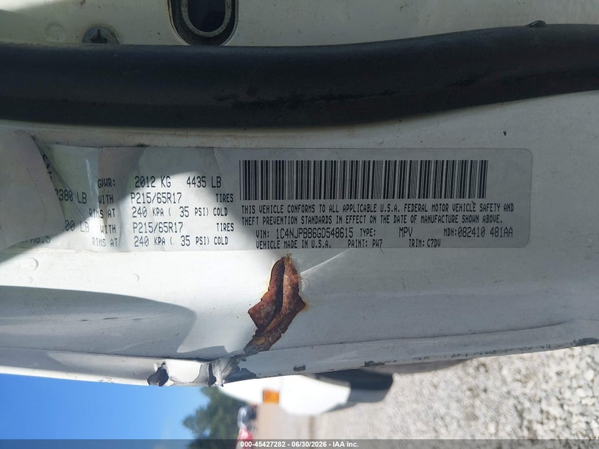 2016 Jeep Patriot VIN 1C4NJPBB6GD548615 IAAI salvage auction — NORMAL WEAR, Clear (Alabama), sold $250 on 2026-07-08 (photo 9)