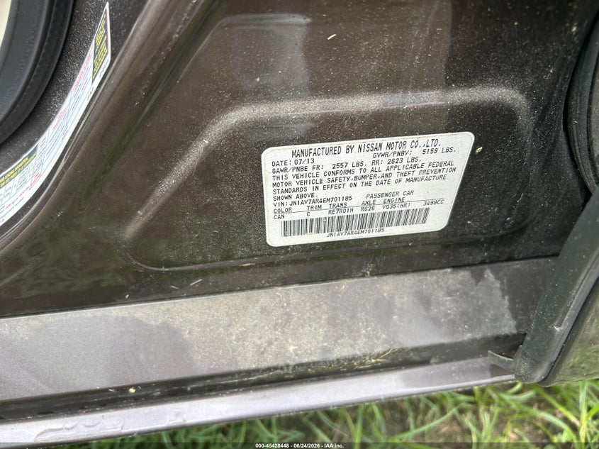2014 Infiniti Q50 VIN JN1AV7AR4EM701185 IAAI salvage auction — NORMAL WEAR, Clear (South Carolina), sold $3,200 on 2026-07-17 (photo 9)
