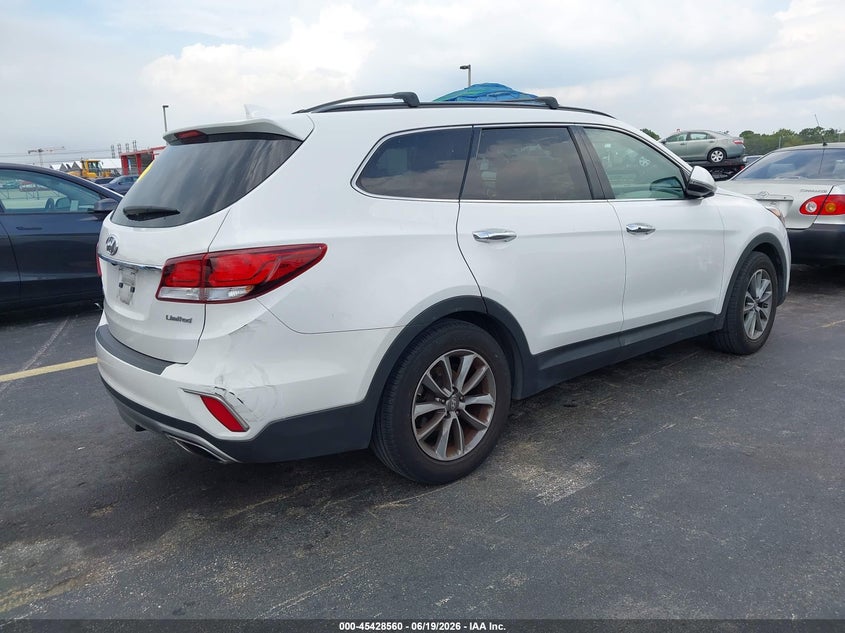 2017 Hyundai Santa fe VIN KM8SN4HF7HU237952 IAAI salvage auction — Burn Engine, Salvage Title, sold $2,500 on 2026-07-30 (photo 4)