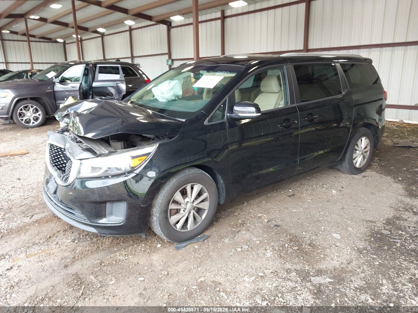 2016 Kia SEDONA VIN KNDMB5C13G6197623 IAAI salvage auction — FRONT END, Salvage Title, sold $25 on 2026-07-31 (photo 2)