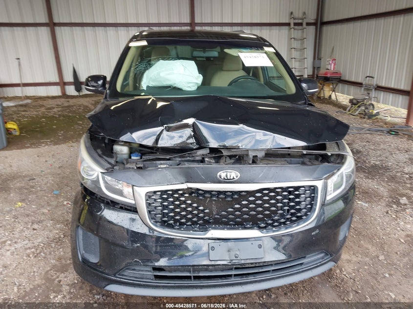 2016 Kia SEDONA VIN KNDMB5C13G6197623 IAAI salvage auction — FRONT END, Salvage Title, sold $25 on 2026-07-31 (photo 6)