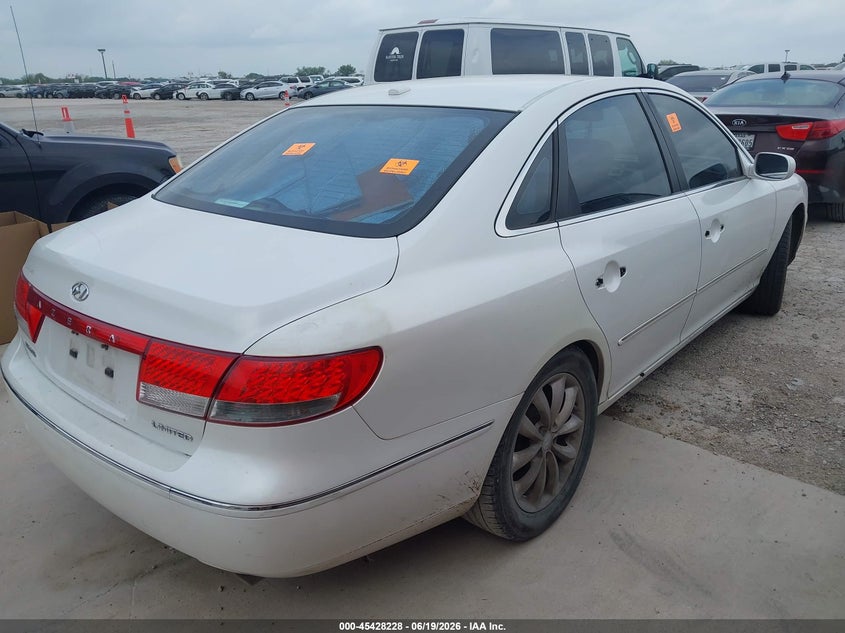 2007 Hyundai Azera VIN KMHFC46F77A201494 IAAI salvage auction — FRONT END, Original (Texas), sold $250 on 2026-07-20 (photo 4)