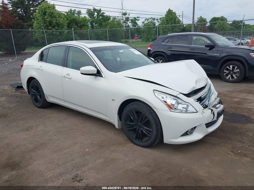 2015 Infiniti Q40 VIN JN1CV6AR6FM521873 IAAI salvage auction — FRONT END, Salvage Title, sold $1,100 on 2026-07-28 (photo 1)