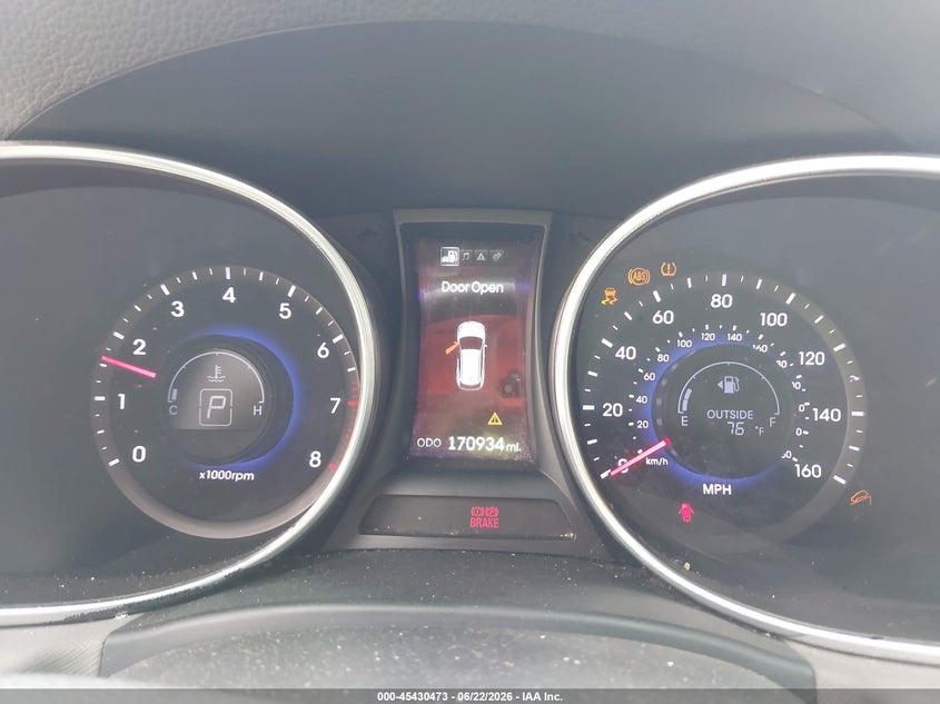 2013 Hyundai Santa fe VIN 5XYZU3LA6DG087422 IAAI salvage auction — NORMAL WEAR, Clear (Alabama), sold $1,100 on 2026-07-13 (photo 7)